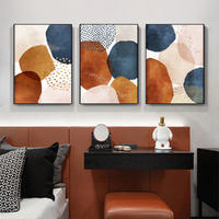 Wall Art 70cmx100cm Navy Pink Beige 3 Sets Black Frame Canvas thumbnail