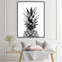 Wall Art 100cmx150cm Pineapple Black Frame Canvas thumbnail