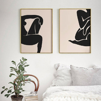 Wall Art 100cmx150cm Female Figure 2 Sets Gold Frame Canvas thumbnail