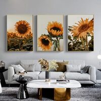Wall Art 70cmx100cm Sunflower 3 Sets Gold Frame Canvas thumbnail