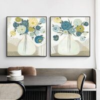 Wall Art 90cmx90cm Blue Bouquet 2 Sets Black Frame Canvas thumbnail