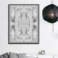 Wall Art 70cmx100cm Abstract Mountain Black Frame Canvas thumbnail