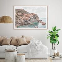Wall Art 90cmx135cm Italy Cinque Terre Wood Frame Canvas thumbnail