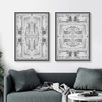 Wall Art 60cmx90cm Black White Pattern 2 Sets Black Frame Canvas thumbnail