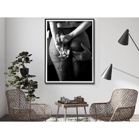 Wall Art 60cmx90cm Woman Drinking Wine In The Bar, Black Frame Canvas thumbnail