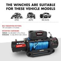 X-BULL 12000LB Electric Winch 12V synthetic rope 4WD with Recovery Tracks Gen3.0 Black thumbnail
