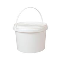 Bulk 10x 2L Plastic Buckets + Lids - Empty White With Handle - Small Food Pail thumbnail