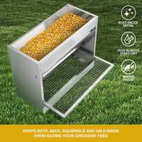 10kg Automatic Chook Chicken Feeder Poultry Auto Treadle Galvanised Metal Coop thumbnail