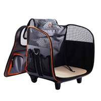 Pet Trolley Dog Cat Puppy Travel Wheeled Cart Portable Foldable Carrier Orange thumbnail