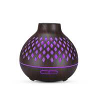 Essential Oil Aroma Diffuser and Remote - 400ml Hollowed Wood Mist Humidifier thumbnail