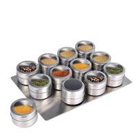 12 Magnetic Spice Jar Tins and Steel Plate - 150g Seasoning Storage Containers thumbnail