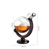 850ml Whiskey or Wine Globe Glass Decanter Set - 2x Glasses + Wooden Stand thumbnail