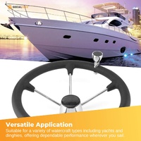 13.5" Boat Steering Wheel With Grip Cover - Stainless Steel 3/4" 5 Spoke With Knob thumbnail