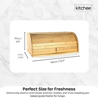 Kitchee 40cm Bamboo Bread Box - Storage Bin Keeper Kitchen Counter Container thumbnail