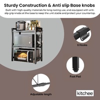 Kitchee Microwave Double Shelf - Expanding Storage Rack Kitchen Organiser Stand thumbnail