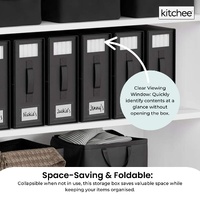 1x Kitchee Foldable Bed Sheet Storage Box – Linen & Closet Organiser Black thumbnail