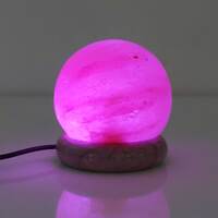 USB Colour Changing Salt Himalayan Lamp - Ball Sphere Shape Pink Rock LED Light thumbnail