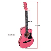 Karrera 38in Cutaway Acoustic Guitar with guitar bag - Pink thumbnail
