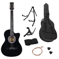 Karrera 38in Pro Cutaway Acoustic Guitar with Carry Bag - Black thumbnail