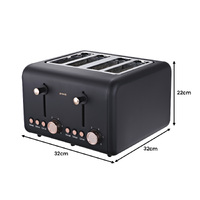 Pronti Rose Trim Collection Toaster & Kettle Bundle - Black thumbnail