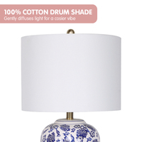Sarantino Table Lamp Ceramic Floral Base Cotton Drum Shade thumbnail