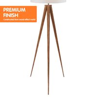 Sarantino Metal Tripod Floor Spot Lamp Shade Drum in Wooden Finish thumbnail