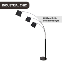 Sarantino 3-Light Arc Floor Lamp Adjustable Black 3 Shades thumbnail