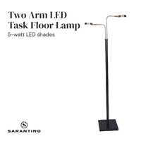 Sarantino LED Metal Floor Lamp with 2 Lights in Brushed Gold and Black Finish thumbnail
