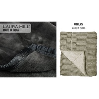 Laura Hill 800-gsm Faux Mink Throw Rug Blanket Queen Size Double-sided Large Super Luxurious Soft Heavy - Black thumbnail
