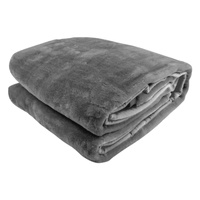 Laura Hill Double-sided Large 220 X 240cm Faux Mink Throw Rug Blanket 800-gsm Heavy - Silver thumbnail