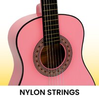 Karrera 34in Acoustic Wooden Childrens Guitar - Pink thumbnail