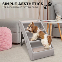 Furtastic Foldable Pet Stairs in Grey - 50cm Dog Ladder Cat Ramp with Non-Slip Mat for Indoor and Outdoor Use thumbnail