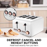 Pronti 4 Slice Toaster Rose Trim Collection - White thumbnail
