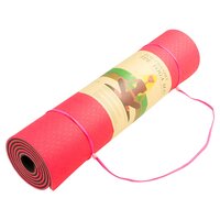 Powertrain Eco-friendly Dual Layer 8mm Yoga Mat | Red Blush | Non-slip Surface And Carry Strap For Ultimate Comfort And Portability thumbnail