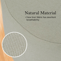 Fabric Ottoman Round Wooden Leg Foot Stool - GREY thumbnail