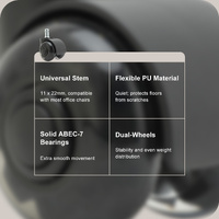 5X 2'' Twin Wheel Office Chair Casters - Slient Smooth, 11x22mm Stem thumbnail