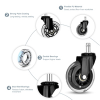 5X 3'' Rollerblade Style Wheels Office Chair Casters - Slient Smooth, 11x22mm Stem thumbnail