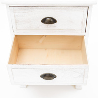 Bedside Table 2 Drawer Vintage Side Table Storage Cabinet Bedroom LYDIA WHITE thumbnail