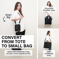 Shopper Bag Tote Bag Foldable Travel Laptop Grocery Nylon KO-DUAL BLACK thumbnail