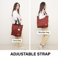 Shopper Bag Tote Bag Foldable Travel Laptop Grocery Nylon KO-SHOULDER WINE thumbnail