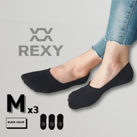 3X Rexy Cushion No Show Ankle Socks Medium Non-Slip Breathable BLACK thumbnail