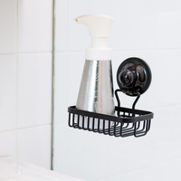 Soap Holder Basket Removable Stainless Suction BLACK thumbnail