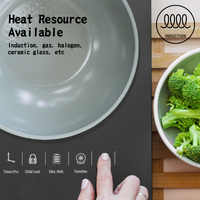 KOMAN Shinewon Vinch IH Wok Wokpan 28cm Non-stick Induction Ceramic + Glass Lid GREY thumbnail