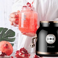 PHILEX Electric Blender Juice Smoothie Ice Mixer Retro 600ml + 2 Cups BLACK thumbnail