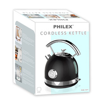 PHILEX Electric Kettle Water Boiler Stainless Steel Retro 1.7L BLACK thumbnail