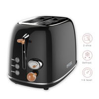 PHILEX 2-Slice Electric Toaster Bread Reheat Defrost Retro Retro BLACK thumbnail
