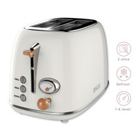 PHILEX 2-Slice Electric Toaster Bread Reheat Defrost Retro Retro IVORY thumbnail