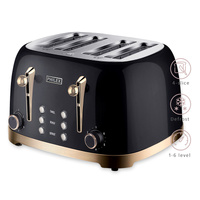 PHILEX 4-Slice Electric Toaster Bread Reheat Defrost Retro Retro BLACK thumbnail