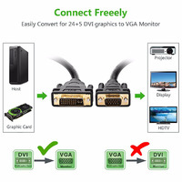 UGREEN DVI (24+5) Male to VGA male Cable - Black 1.5M (11617) thumbnail