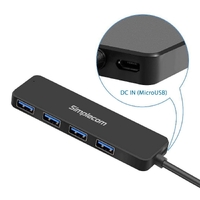 Simplecom CH340 Compact USB-C to 4 Port USB-A Hub USB 3.2 Gen1 thumbnail